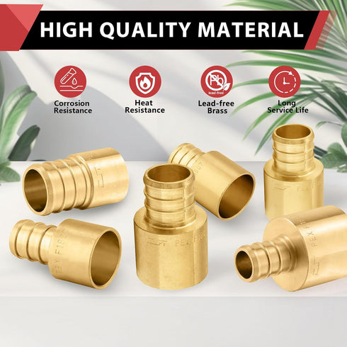 (Pack of 10) EFIELD Pex 1/2" x 3/4" Female Sweat Copper Adapter over Copper Tube Brass Fittings, ASTM F1807