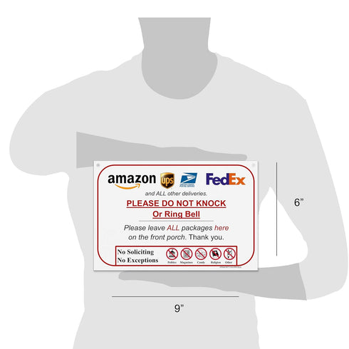 Leave Package Sign, Do Not Knock or Ring Bell, Hang Sign