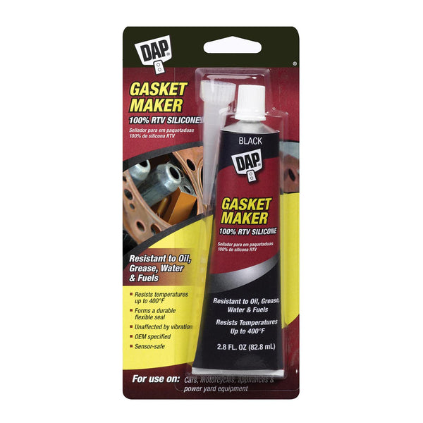 DAP Gasket 100% RTV Silicone Rubber Sealant, Black, 2.8 Oz