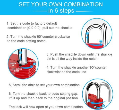 ZHEGE 4 Digit Combination Padlock for Lockers, Gym, School, Storage, Fence, Gate (2 Pack, Red)
