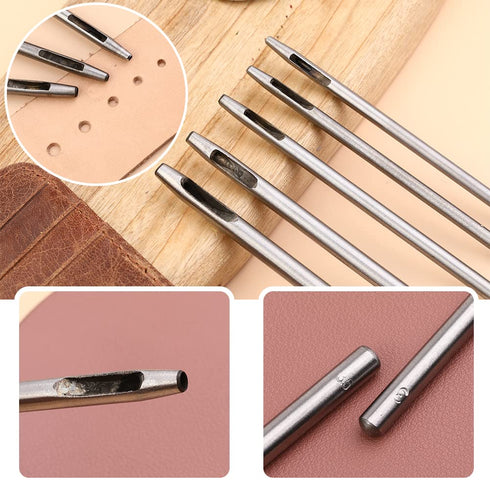 10 Pcs Leather Hole Punch Tool Set, Round Hole Punch with Double Head Hammer for Leather Projects