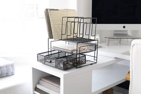 BLU MONACO Black Workspace Desk Organizers and Storage Accessories with File Organizer