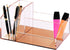 Clear Acrylic Makeup Brush Organizer with Metallic Rose Gold Base, 4 Compartment Office Organizers for Desk and