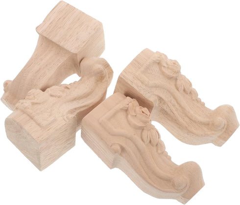 Toddmomy 4pcs Solid Wood Carved Furniture Legs 12x6cm Replacement Couch Cabinet Feet