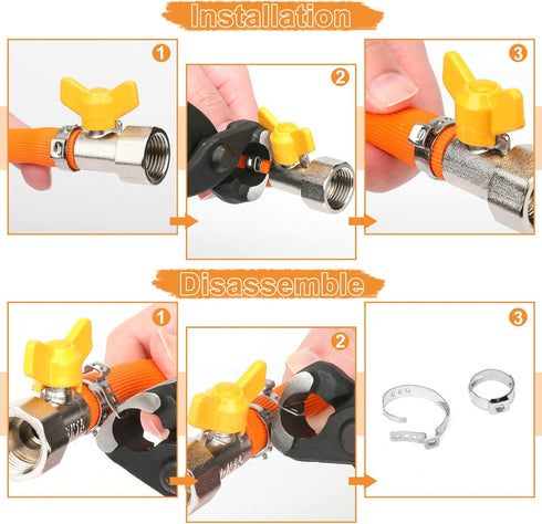 120PCS 11 Sizes Single Ear Hose Clamps, 304 Stainless Steel Stepless Cinch Rings Crimp Assortment Kit with Ear Clamp