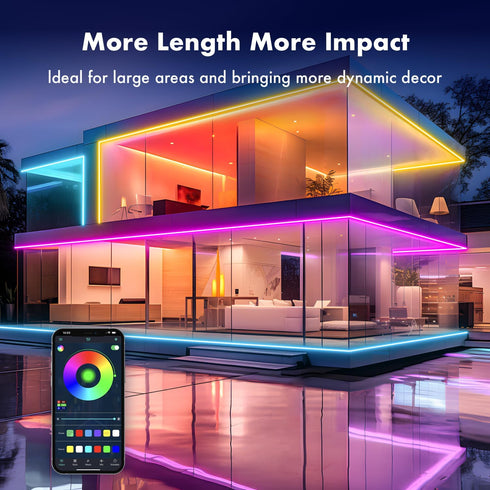 Lights,IP67 (20FT) Neon RGB Rope Waterproof,Flexible Led Rope Lights,Control with App/Remote,Music Sync,for Gaming Room