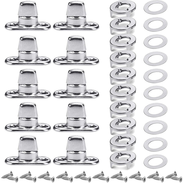 10 Sets Marine Grade Twist Lock Fasteners - Turn Button Eyelet and Stud with Mounting Screws for Canvas Marine