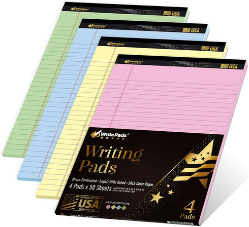 KAISA Colored Legal Pads, 8.5" x 11" Note Pads, Wide Ruled Writing Pads, 50 Sheets Perforated Notepads, 20lb