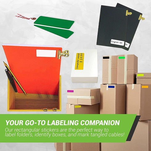 Royal Green Rectangular Stickers - Color Coded Writable Labels for Organizing, 120-Pack (Neon Red)