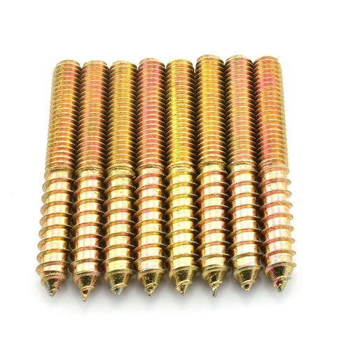 8 Pack 3/8-16 x 3 Inch Hanger Bolts, Double Headed Flat Hexagon Bolts for Wooden Joints