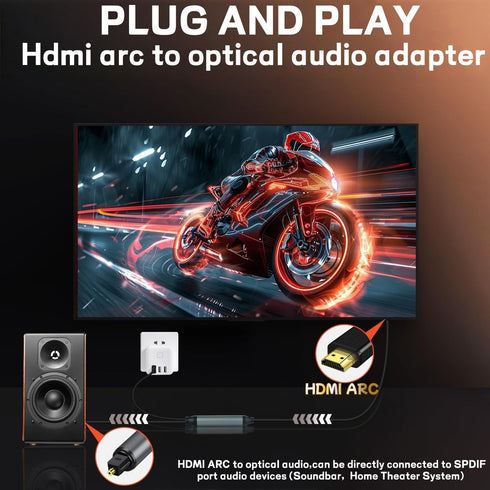 WLTASUY 192KHz 6FT,ARC HDMI ARC to Optical Audio Converter to Optical Audio Extractor Cable,Plug & Play, AR C to O