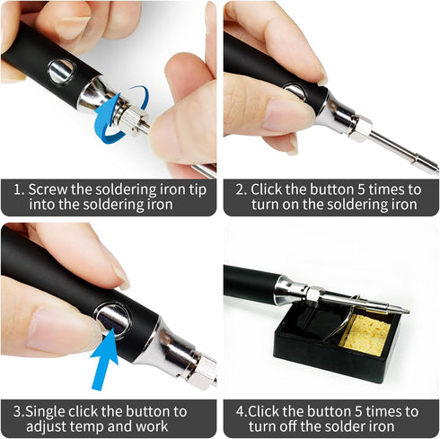 Cordless Soldering Iron Kit, Portable USB Solder Iron with 1000mAh Rechargeable Kit for Electronics and Appliance Repair