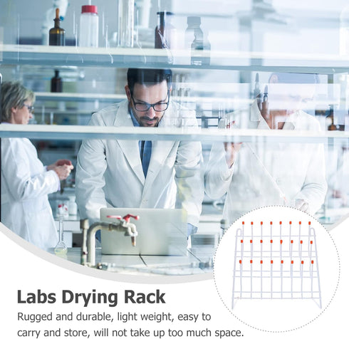 UKCOCO Wall Mounted Laboratory Drying Rack, 24 Pegs Metal Glassware Drying Rack for Laboratory