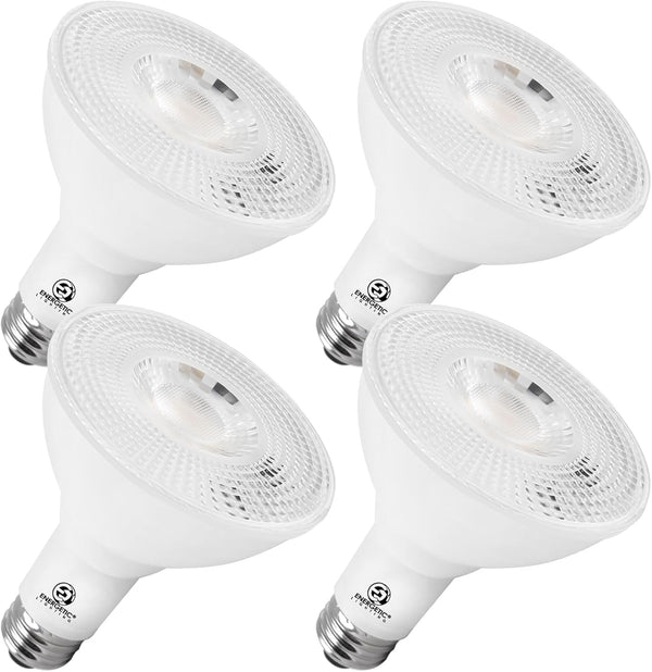 Energetic PAR30 4-Pack Dusk to Dawn LED Outdoor Flood Light Bulb, 850LM,