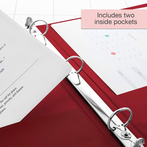 BAZIC 3 Ring Binder 1.5" Economy View Binders Organizer, Burgundy, Round Ring, Hold 280 Sheets