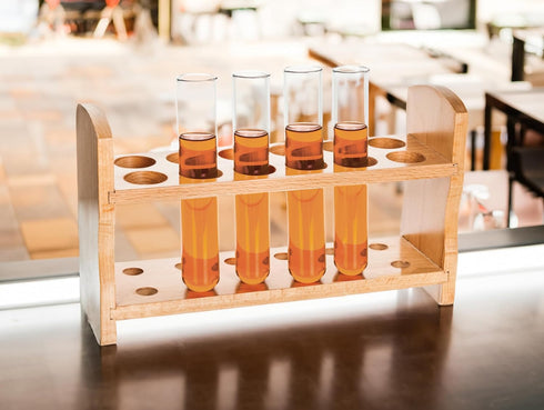 EISCO Wooden Test Tube Rack, Accommodates 12 Tubes up to 28mm, 10.25" Wide, Beech Wood