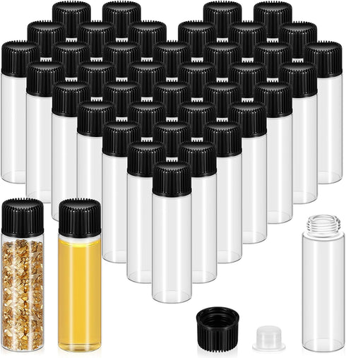 80 Pcs Clear Glass Sample Vial Bottles with Screw Caps, Plastic Stopper, Leakproof for Oil Aromatherapy (7 ml)