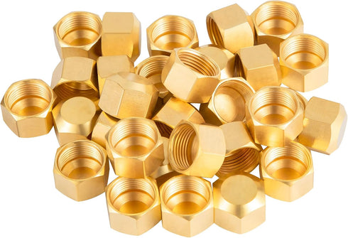 30PCS 3/8-Inch Brass Compression Cap Stop Valve Cap, Brass Compression Fitting