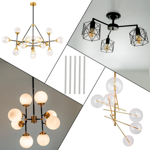 PATIKIL Rod,6 Set 12" M10 1mm Threaded Extension x Fine Thread Lamp Pipe with Lamp Pipe Nipple,Sloped Ceiling Adapter