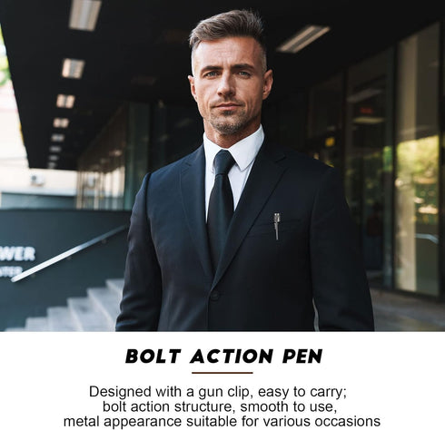 Bolt Action Pen with Gift Box, Metal Ballpoint Solid Pen for Gun Lovers, Black Ink Refills for Dad, Husband Gift (Gray)