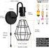 E26 Bulb Plug in Wall Sconce with On/Off Switch Wall Mount Light Fixture with Cord, Black Metal Wire Cage Lampshade