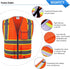 SKSAFETY Class 2 High Visibility Safety Vest with 10 Pockets, Zipper, Reflective Strips for Men & Women (Orange, M)
