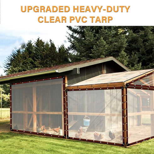 8X14FT Grommets,Windproof Clear Waterproof Tarps (Increase Rope Ties) Heavy Duty Poly Tarpaulin Outdoor Rainproof