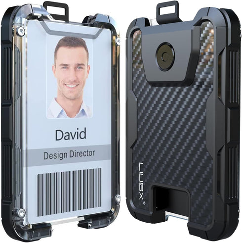 6 20" 4.2 oz, LIUGX Carbon Fiber Badge Holder with Retractable Breakaway Lanyard, American Flag, Badge Reel with Heavy