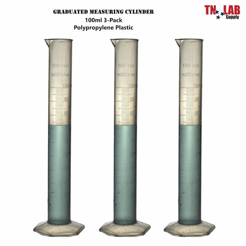 Graduated Measuring Cylinder Polypropylene Plastic, 100ml 3-Pack