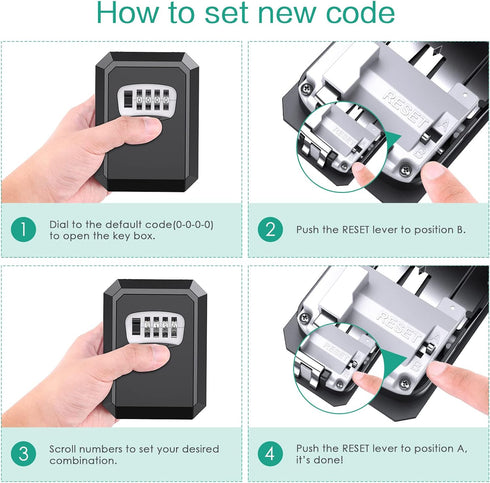 ORIA Upgraded Key Lock Box, 4 Digit Combination Lock Box with Shackle, Wall Mounted Weatherproof Key Safe