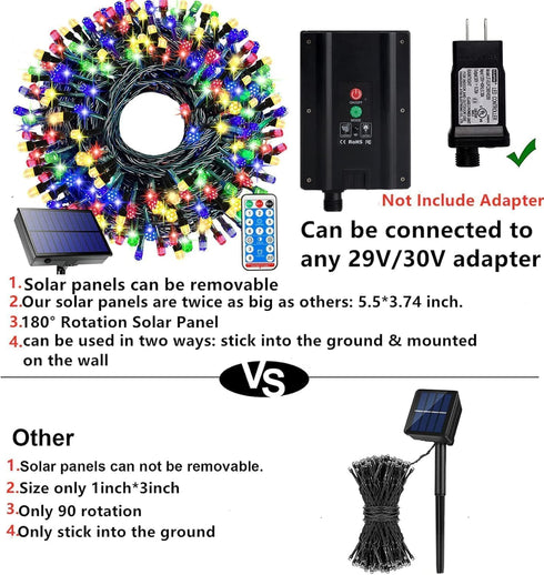 Outdoor,115 300 Remote,8 Solar String Lights Ft LED Solar Christmas Lights with Modes Waterproof Patio Lights