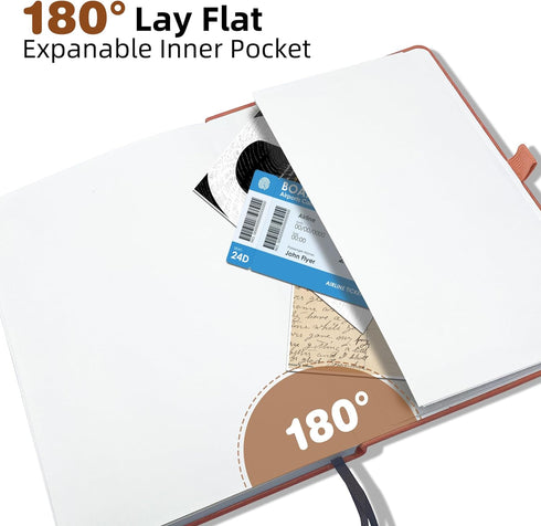 Blank Journal Notebook, A5, 192 Pages, 100 GSM Thick Sketch Book for Men and Women, Hardcover Leather Unlined