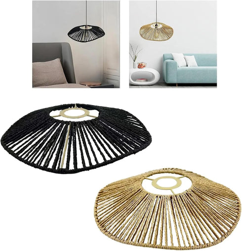 Koolouispoper Handwoven Rope Lampshade Pendant Light Cover Chandelier Covers Shades Pendant Lamp Shades for Home House
