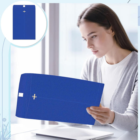 Geyee 100 Pcs Clasp Envelopes, 10 x 13 Inch Navy Blue Gummed Mailing Envelopes for Home Office Business Supplies