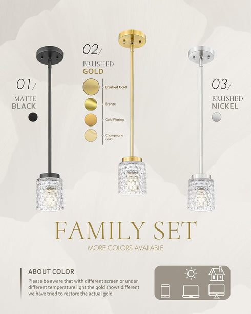 4" Hammered E26 4FY86MIL FEMILA Gold Pendant Light, Pendant Light Fixtures, Kitchen Island Lighting, Glass, Base, BG