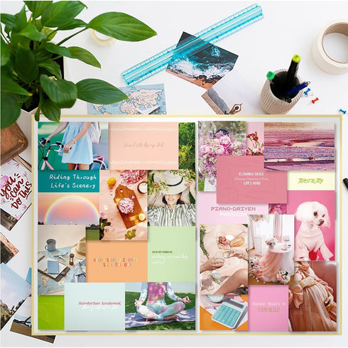 Qaxrocyn 540 30 Setting All-in-One Vision Board Kit Foldable Hard Board, Pre-Cut Cards, Sheets, Alphabet & Icon