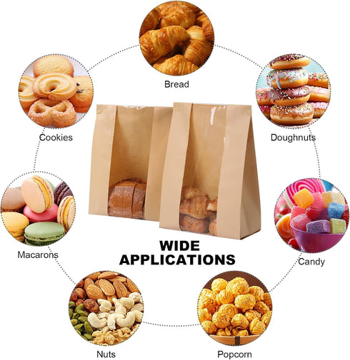 betkou 45 Pack Packaging 48 Paper Bread Bags for Homemade Baking - Tin Tie Tab Lock Sourdough Bag, Large Loaf
