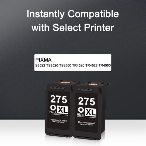 PG-275XL Black Ink Cartridges Combo Pack Remanufactured for Canon 275 XL PG-275 High Yield for PIXMA TS3500 TS3520
