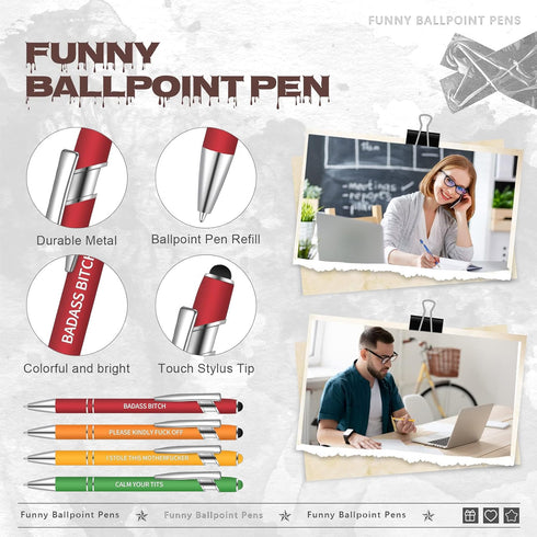 Sinmoe 20 Pcs Snarky Office Pens, Funny Quotes Ballpoint Pens for Work, Complaining Pens for Colleagues