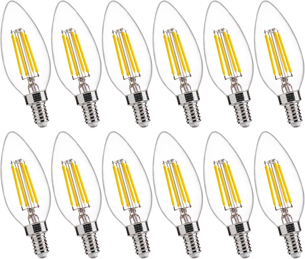 FLSNT 5000K Daylight B10 Dimmable LED E12 Candelabra Bulbs, 40W Equivalent LED