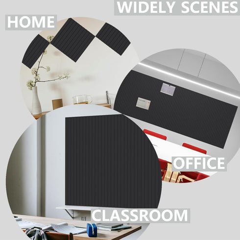 Large Cork Boards for Walls 48 x 36, 12 Pack Striped Felt Wall Tiles with Adhesive Tabs