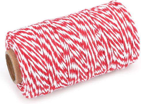 jijAcraft Red and White Twine String, 328 Feet Christmas Bakers Twine for DIY Crafts