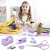 Purple Desk Accessory Kit, Cute Office Supplies Set with Stapler, Tape Dispenser, Scissors, Ballpoint Pen, and More