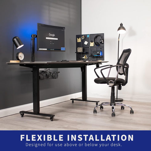 VIVO Steel Clamp-on Desk Pegboard, 12 x 20 inch Privacy Panel, Magnetic Organizer for Above or Under Desk, Black