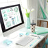 Mini Office Supplies, Turquoise Green School Supplies with Sticky Notes, Mini Stapler, Tape Dispenser, and More