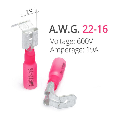 Wirefy 150 PCS Heat Shrink Piggyback Spade Connectors, 3 Way Double Spade Quick Disconnect Terminals - Red