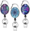 Xoqo Heavy Duty Retractable Badge Reel, Crystal Glass Badge Holder with Belt Clip, 3 PACK for Office Workers