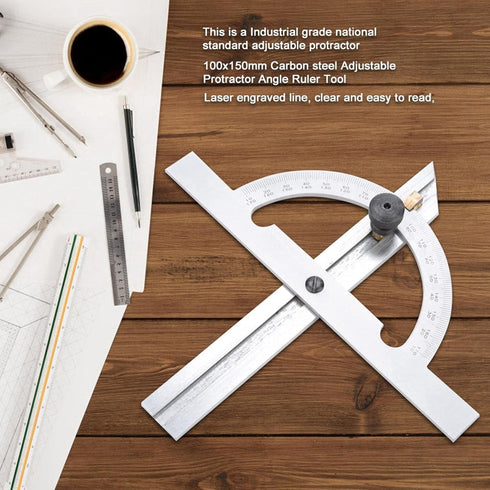 Protractor Angle Finder, 0-180 Degrees Carbon Steel Angle Ruler for Measuring & Gauging Tool in Woodworking
