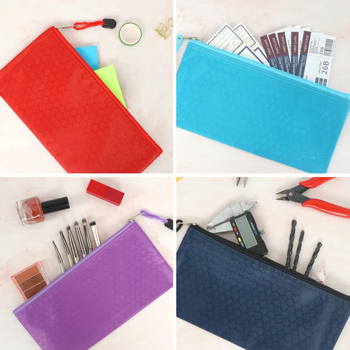 EOOUT 35pcs Zipper Pouches, Waterproof Bill Size Pencil Case Bags for Office Supplies and Travel Accessories in 12
