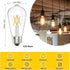 6 Pack Bulbs, Dimmable E26 Bulbs 40Watt 3000K 4W ST58 Bulbs 400LM MorningLight Vintage LED Edison LED Edison Light Soft